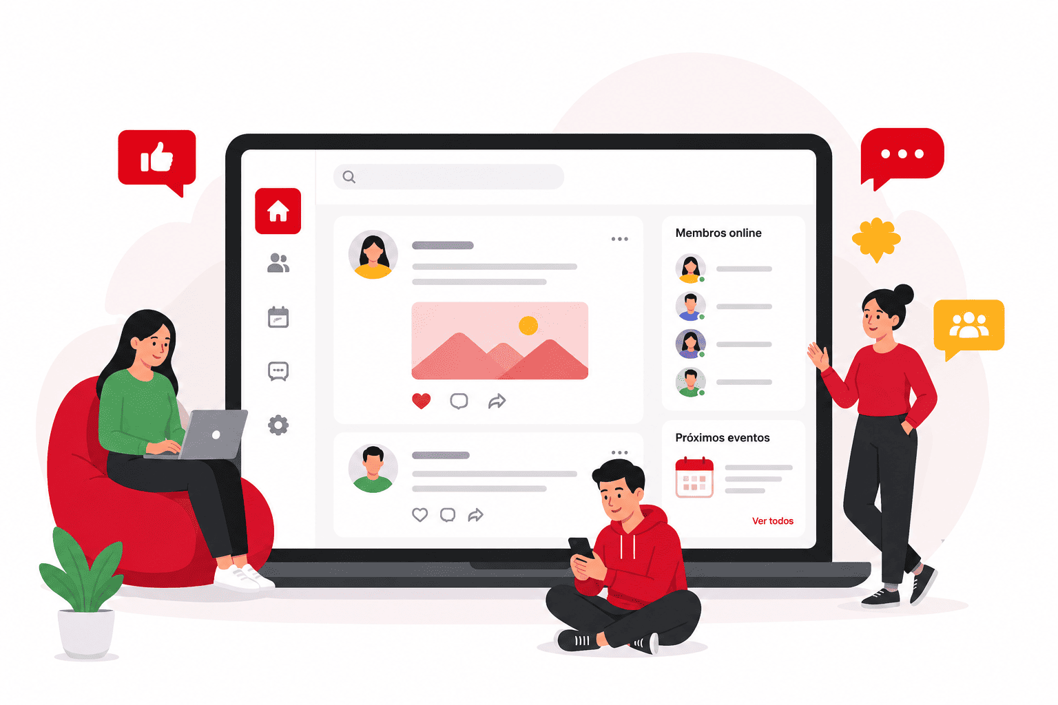Interface ilustrativa da plataforma de comunidade